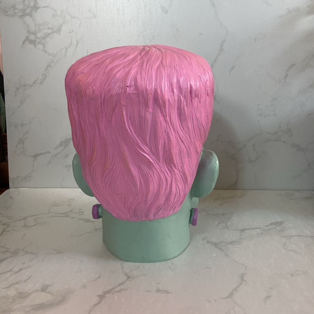 New Green Pink Halloween Viral Frankenstein Head Bust Home Decor Spooky Fall Fun - Picture 3 of 5